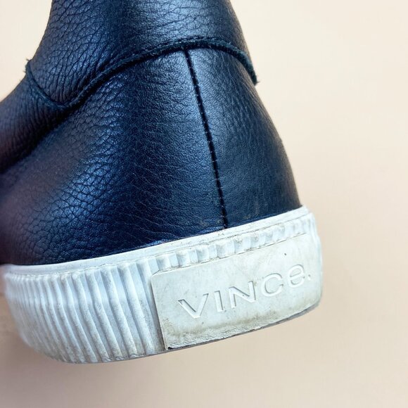 Vince Slip On Leather Sneakers Black - Size 9 - Picture 7 of 10